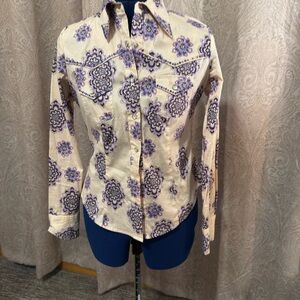 Grace Purple and Cream Floral Button Down Shirt